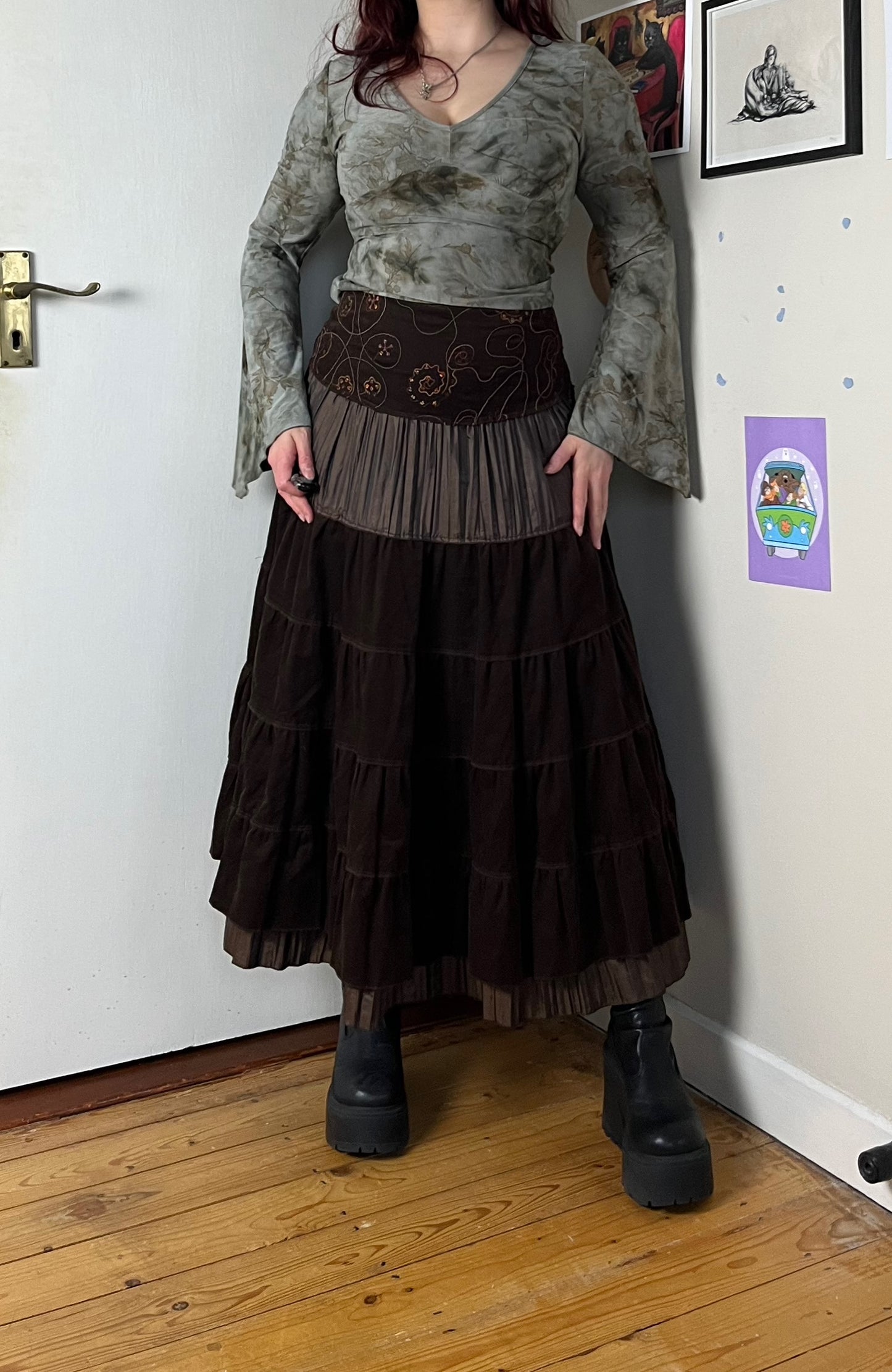 Brown Corduroy Skirt UK 8-10