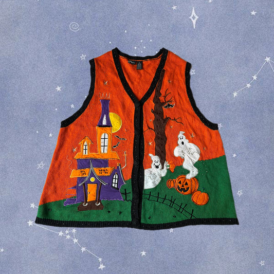 Sleepy Hollow 1990s Halloween Sweater Vest 2X