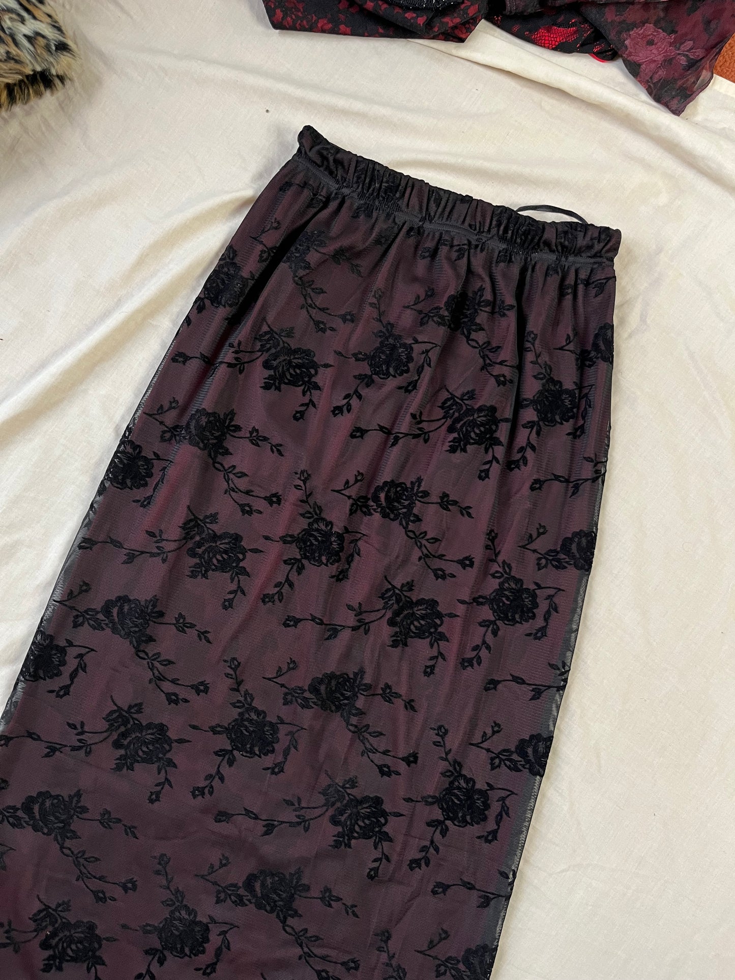 Burnout Velvet Maxi Skirt UK 6-10