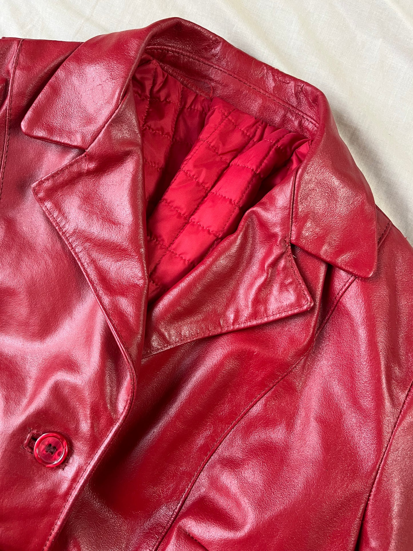 Red Leather Jacket UK 10-12