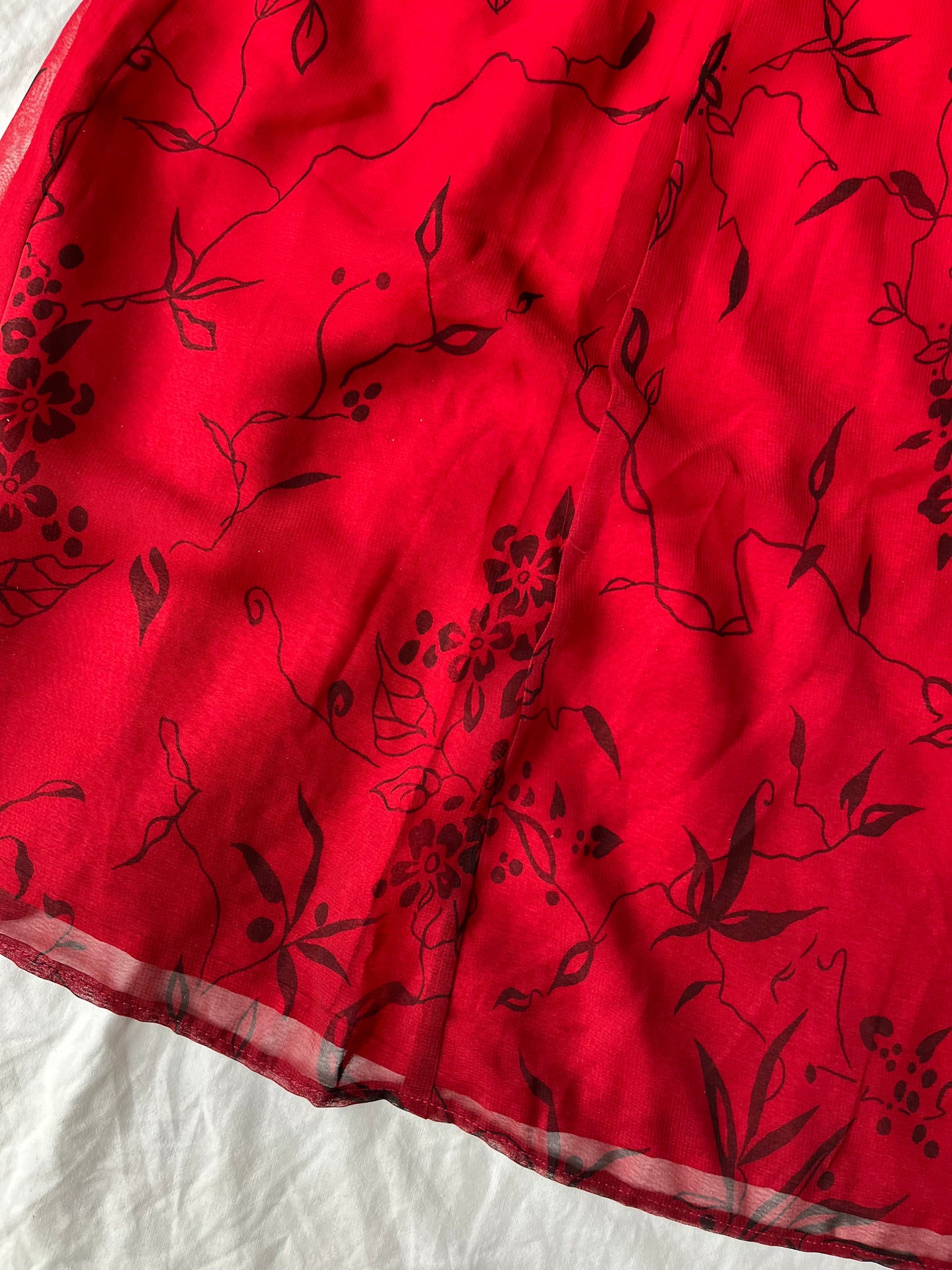 Red Floral Dress UK 10