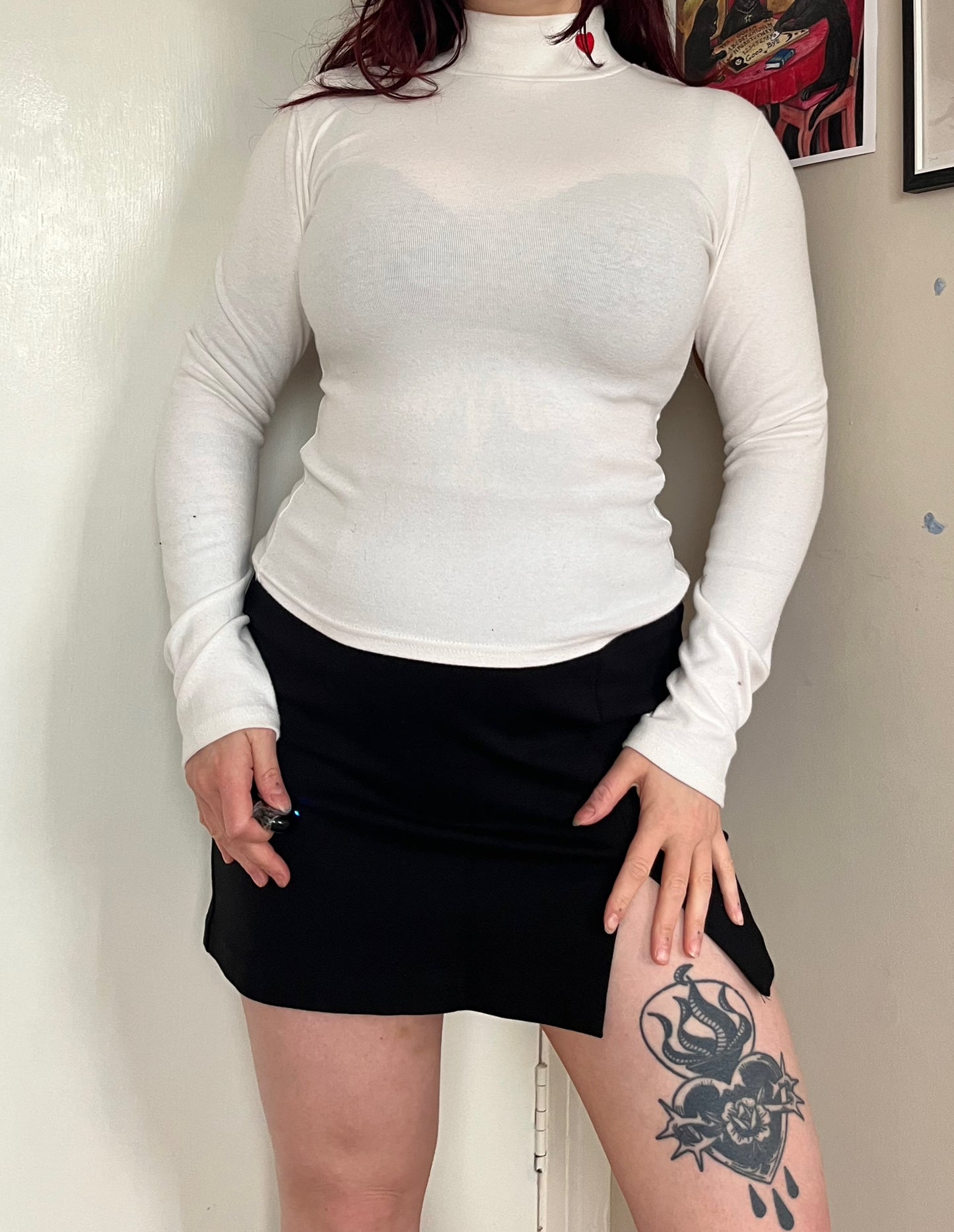 White Turtleneck Top UK 8-10