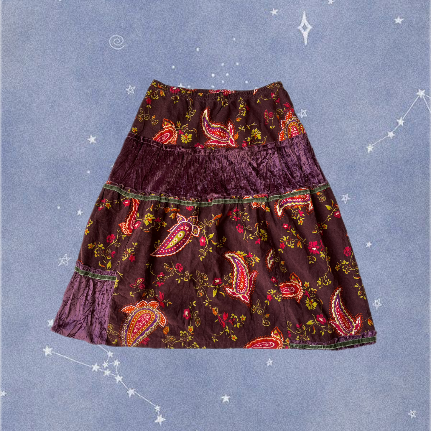 Corduroy And Velvet Midi Skirt UK 10-12