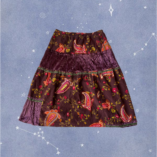 Corduroy And Velvet Midi Skirt UK 10-12