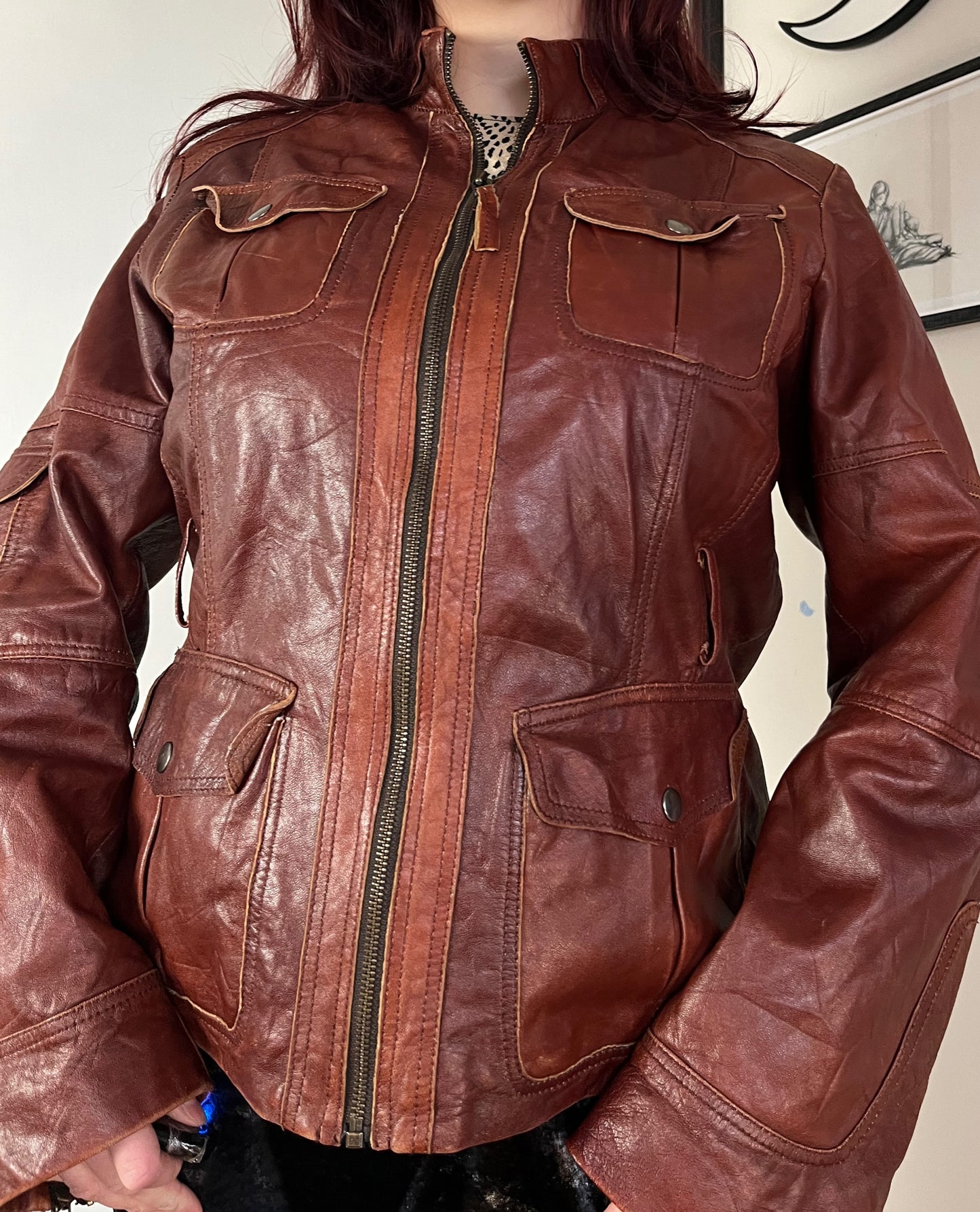 Oxblood Red Leather Jacket UK 12/14/M