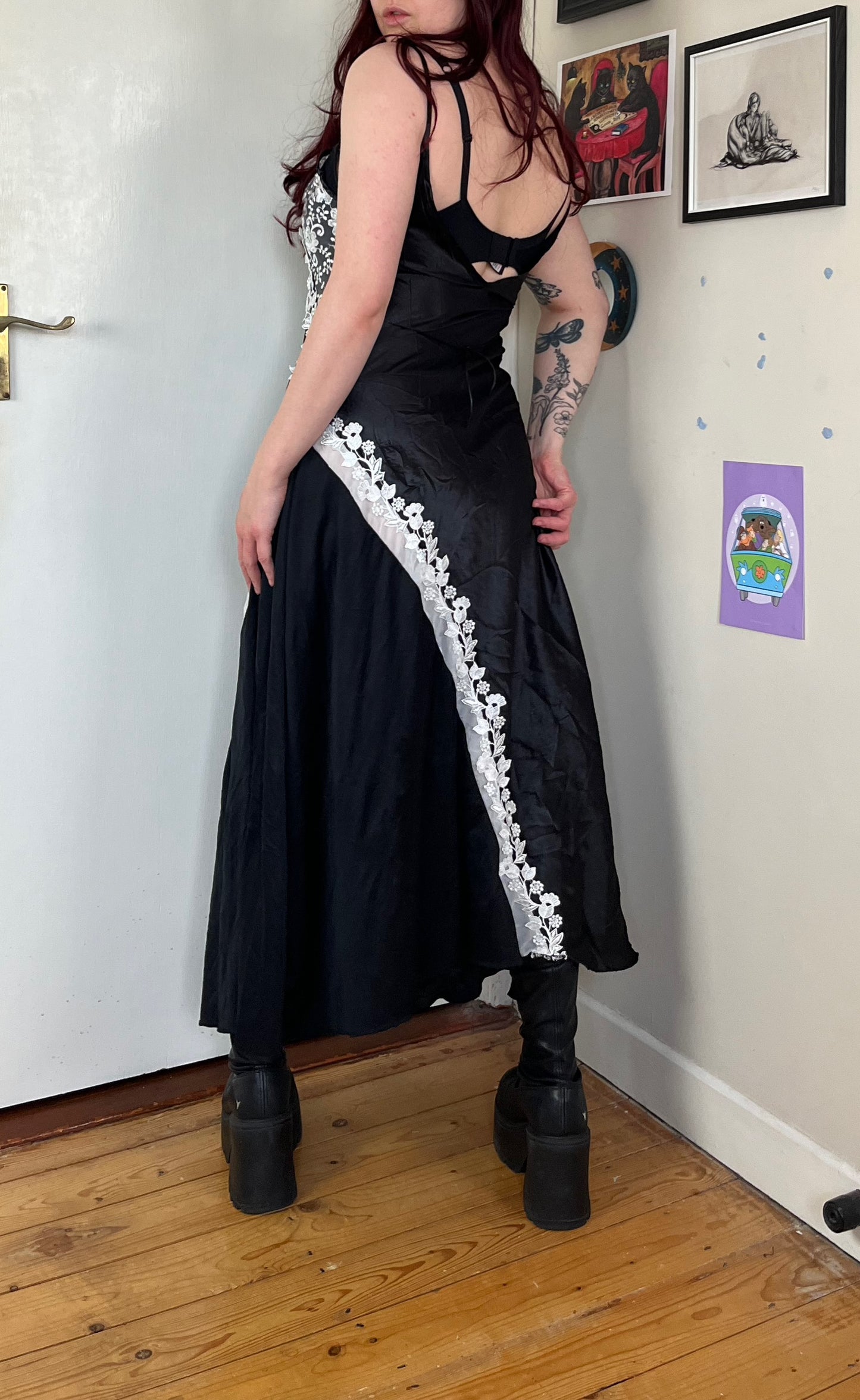 Black Lace Slip Dress - UK 10