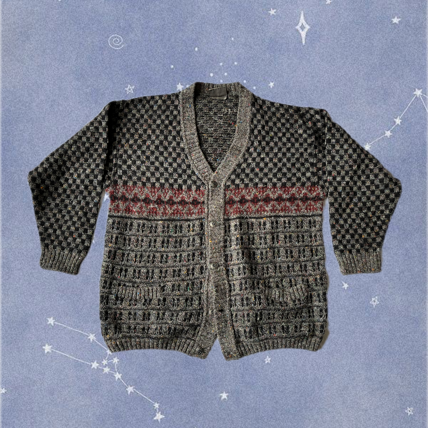 Grey and Red Cardigan XL