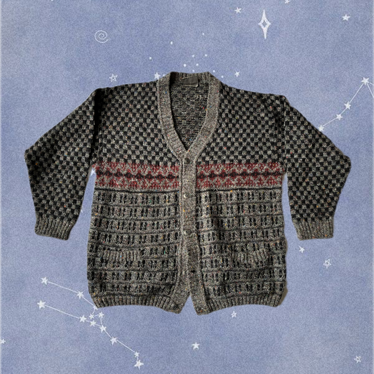 Grey and Red Cardigan XL