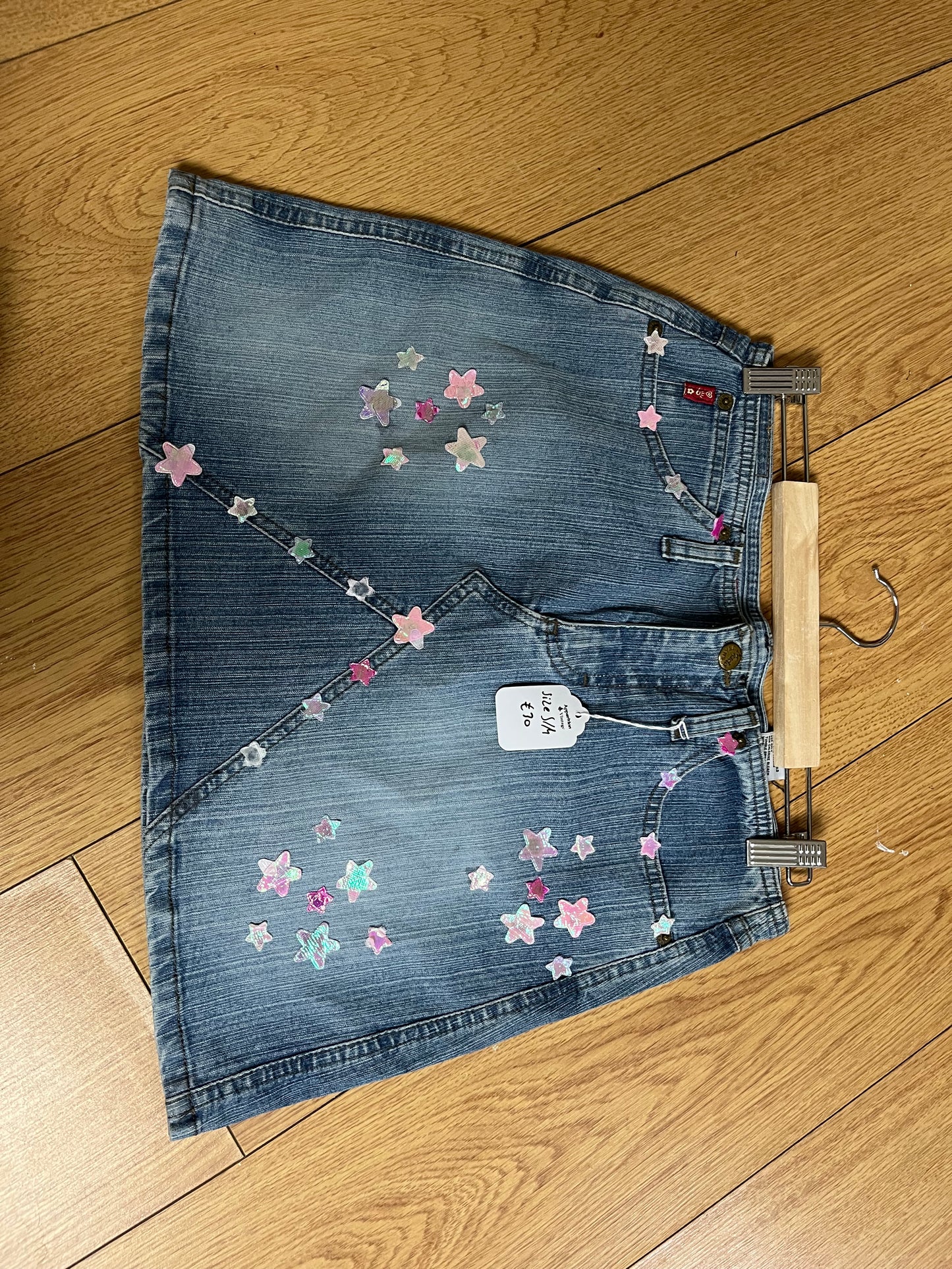 Stars Denim Mini Skirt UK 10-12