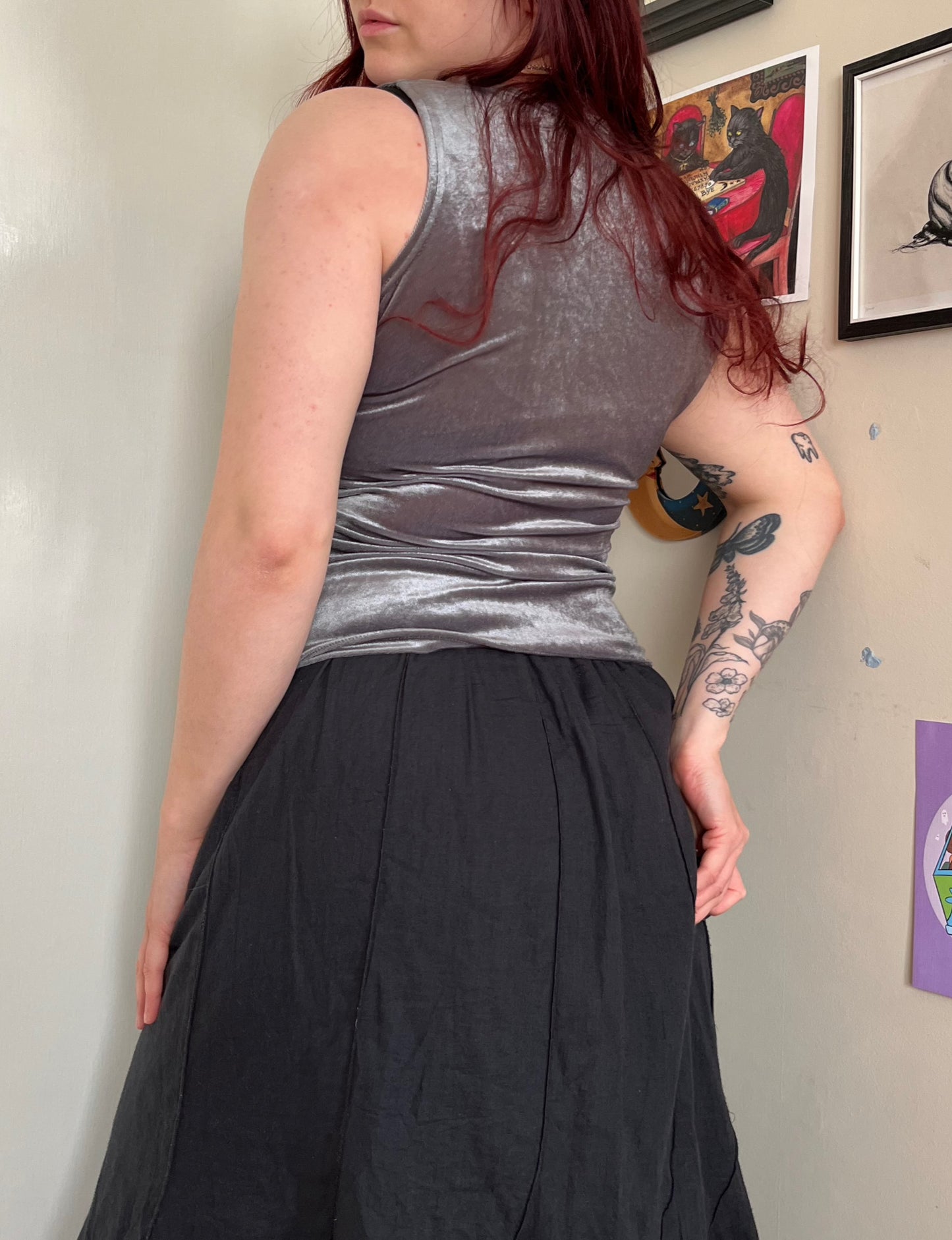 Silver Velvet Top UK 12