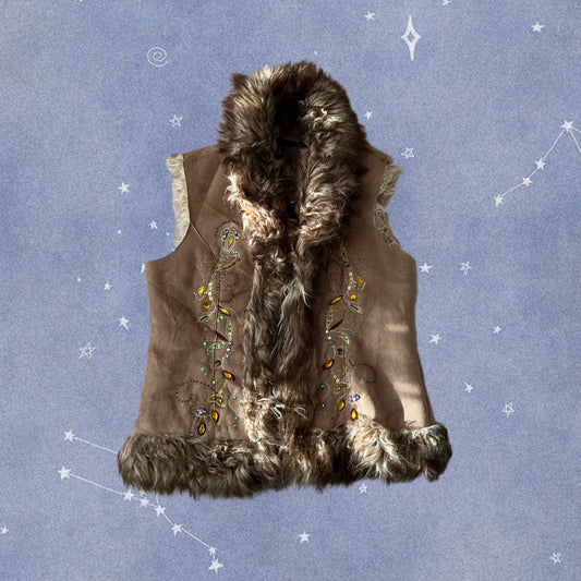 Brown Afghan Body Warmer - UK 12