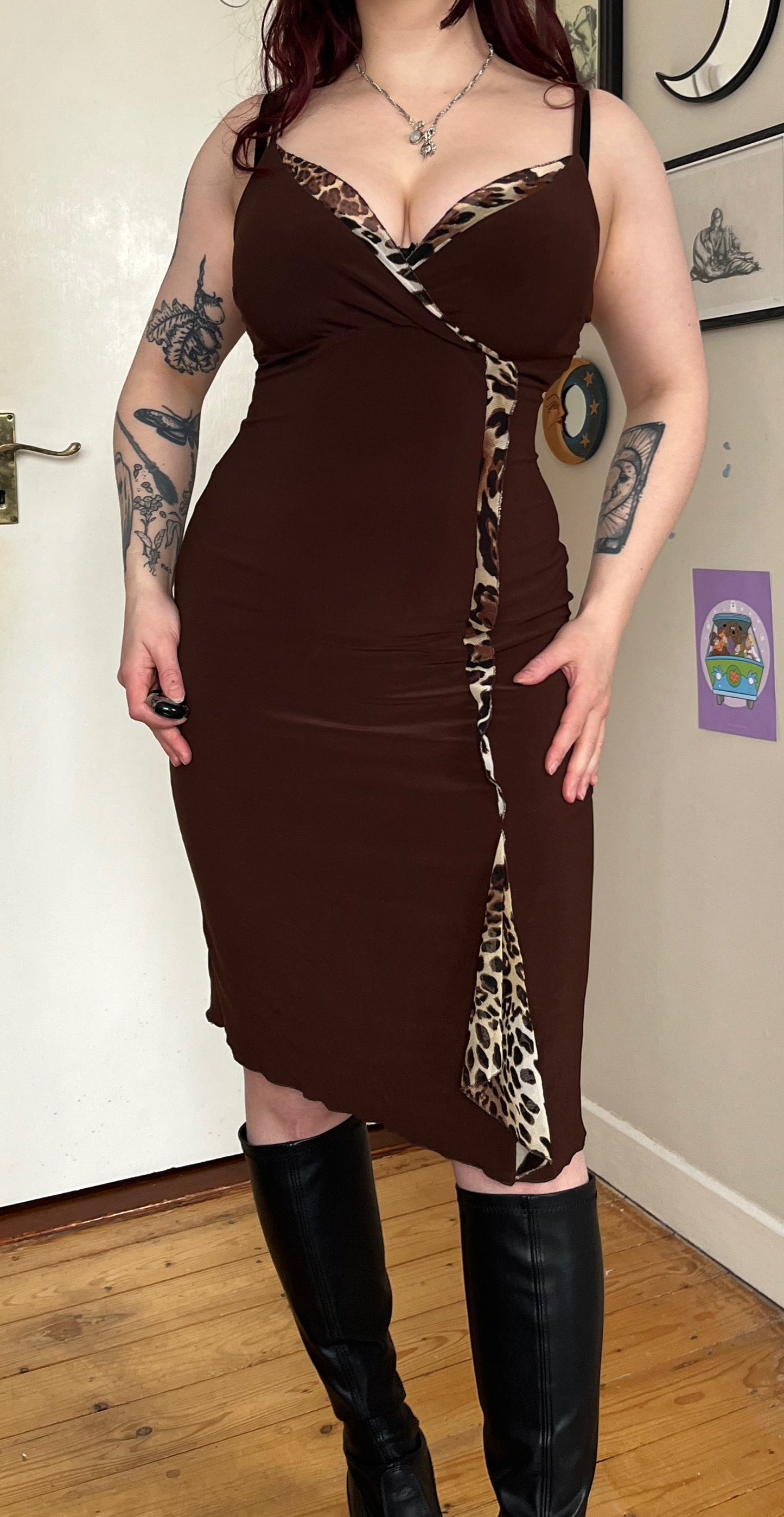Brown Y2K Dress UK 8
