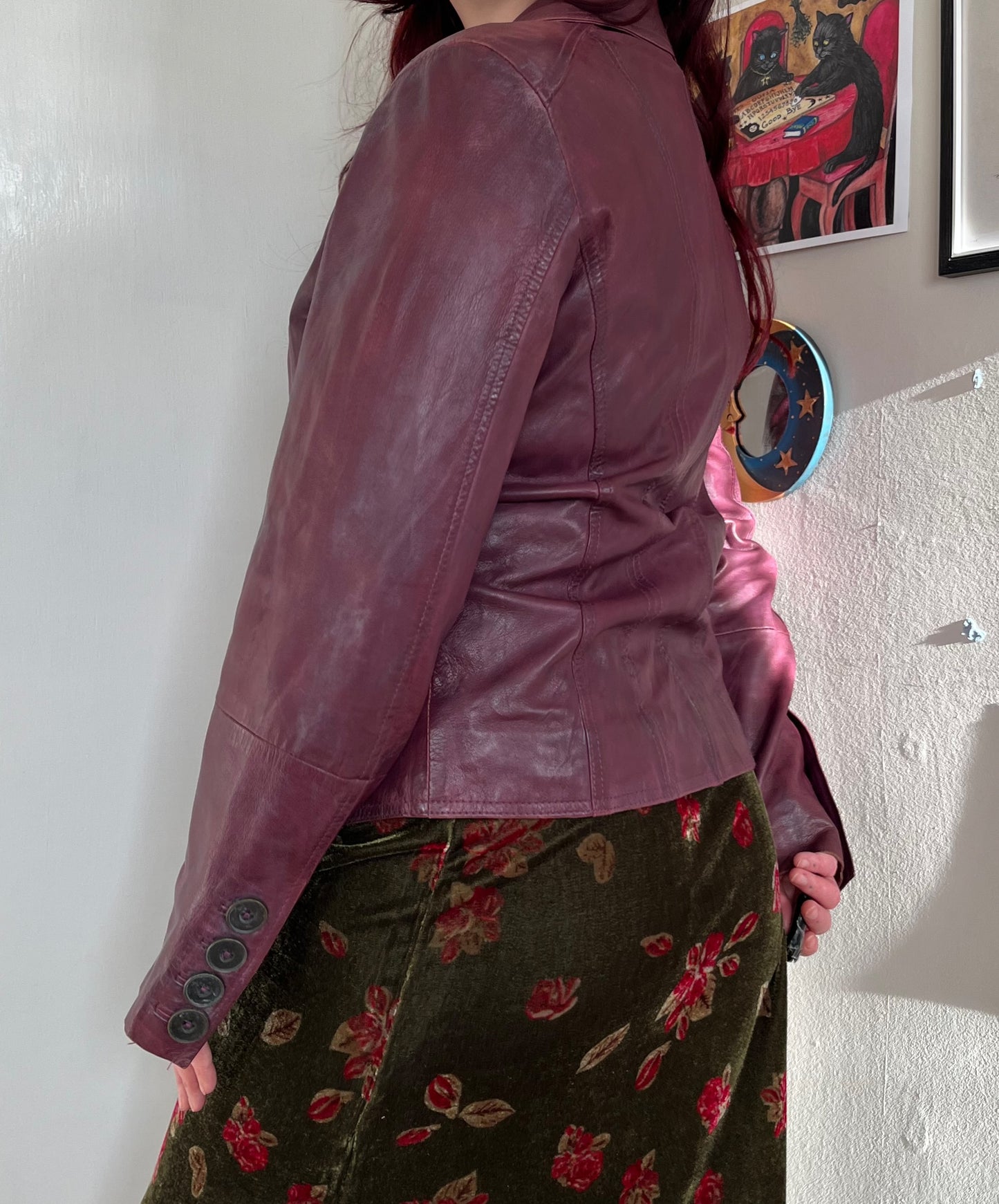 Purple Leather Jacket - Size M