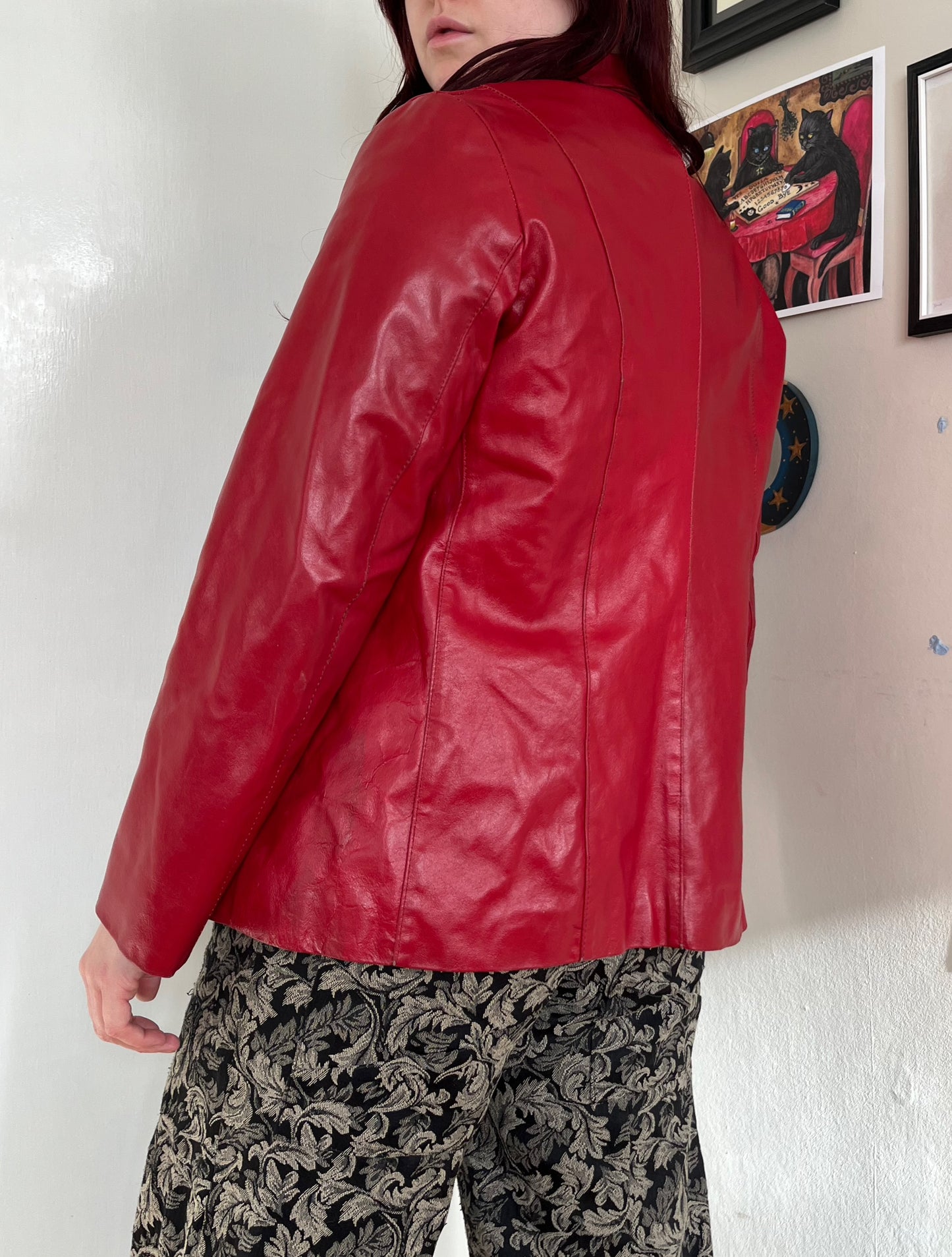 Red Leather Jacket UK 10-12