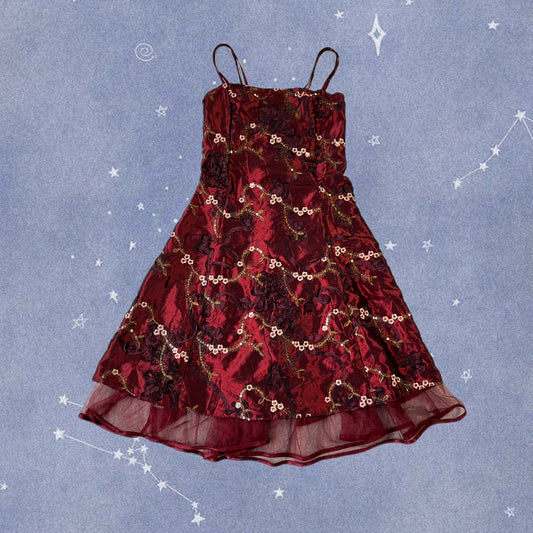 Red Floral Dress UK 8-10