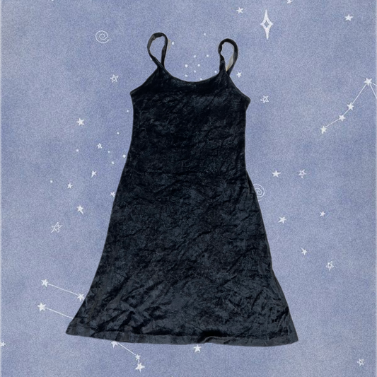 Black Velvet Mini Dress UK 8-10