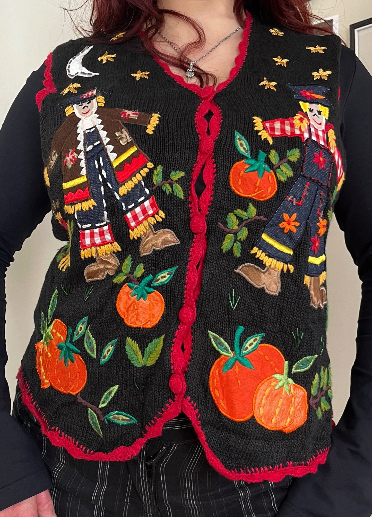 Harvest 1990s Halloween Sweater Vest M