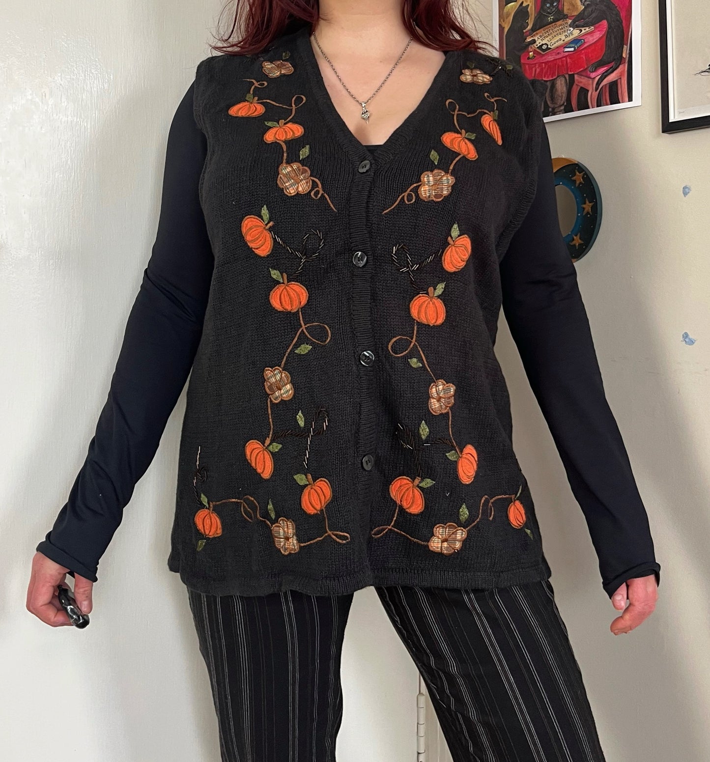 Pumpkin Spice 1990s Halloween Sweater Vest M/L