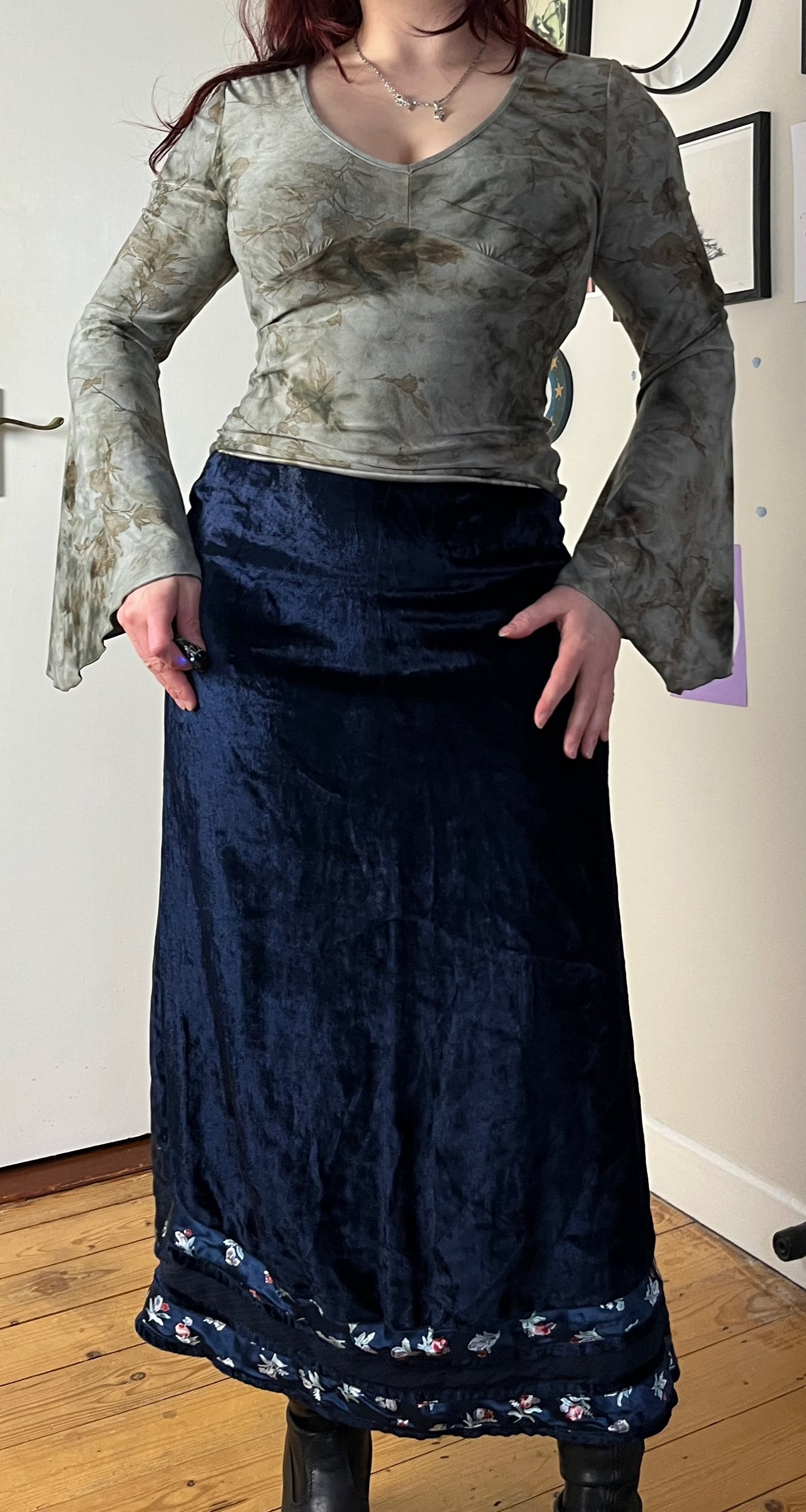 Blue Velvet Skirt UK 8