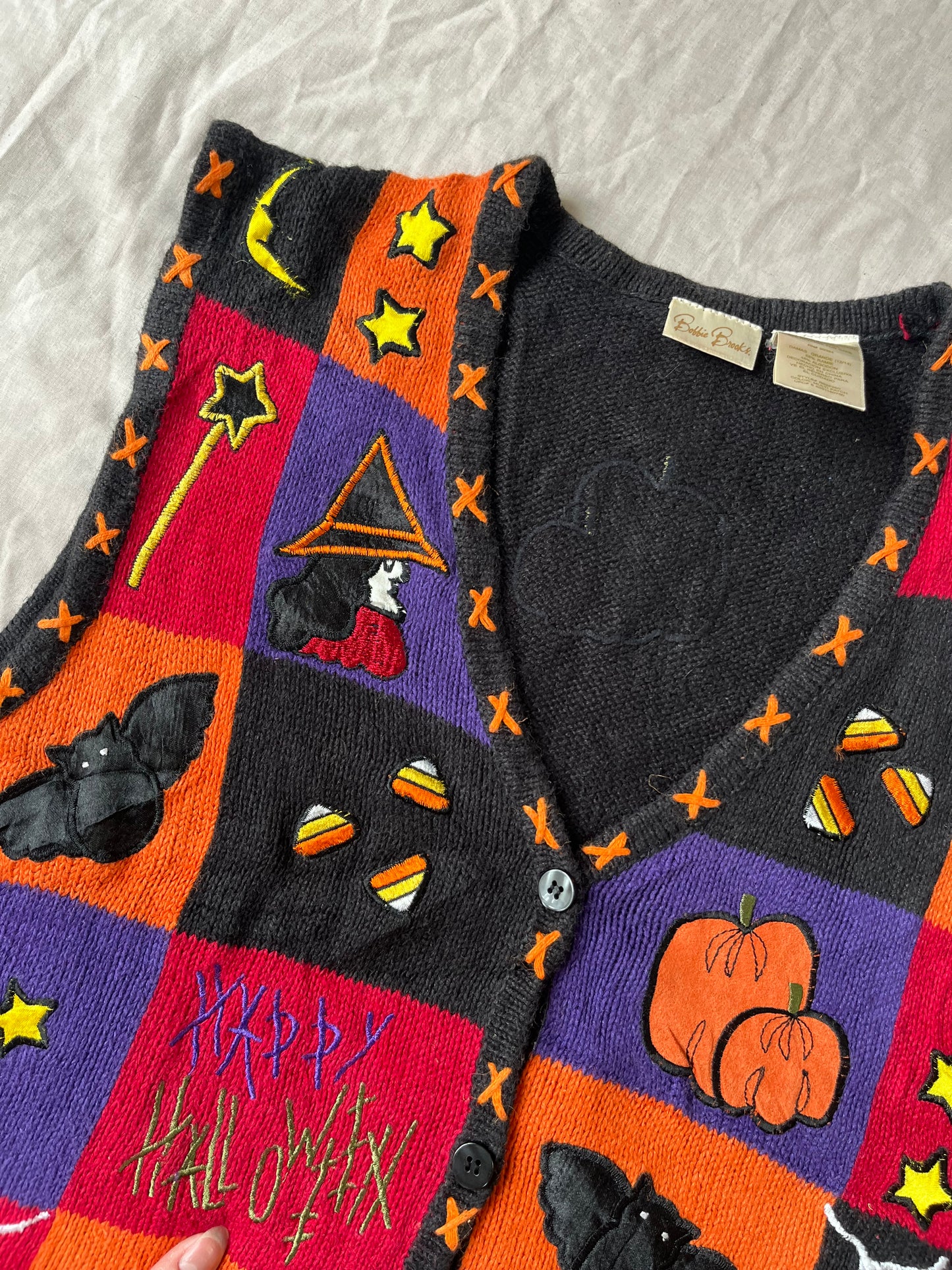 Toil and Trouble 1990s Halloween Sweater Vest M/L