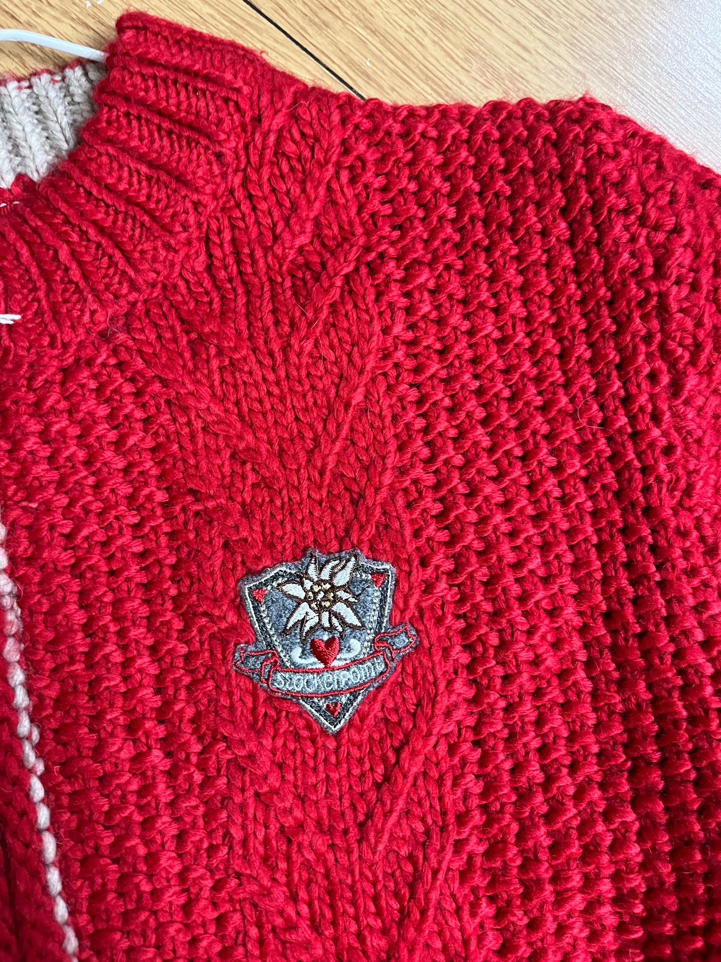 Red Zip Up Cardigan L