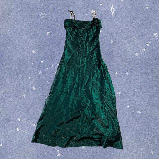 Green Satin Evening Dress - UK 10