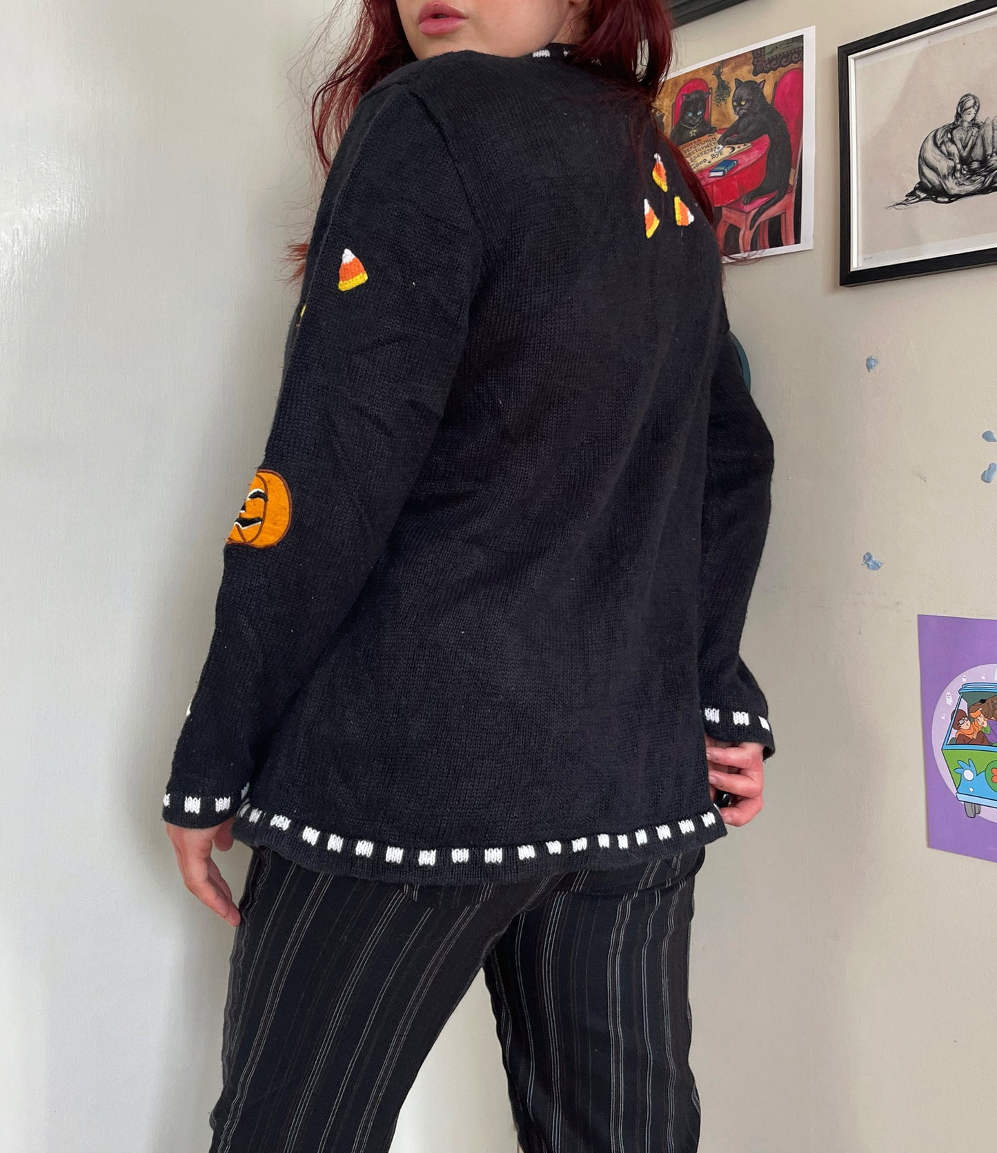 Candy Corn 1990s Halloween Cardigan M/L