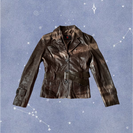 Brown Leather Jacket UK 10