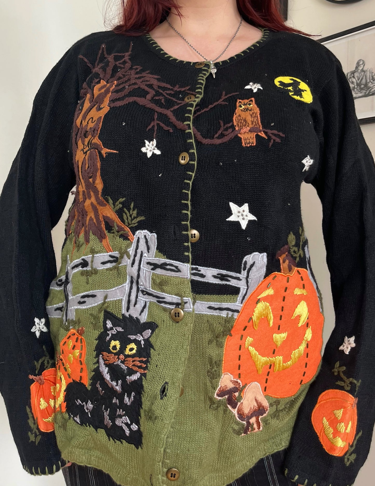 Witching Hour 1990s Halloween Cardigan L/XL
