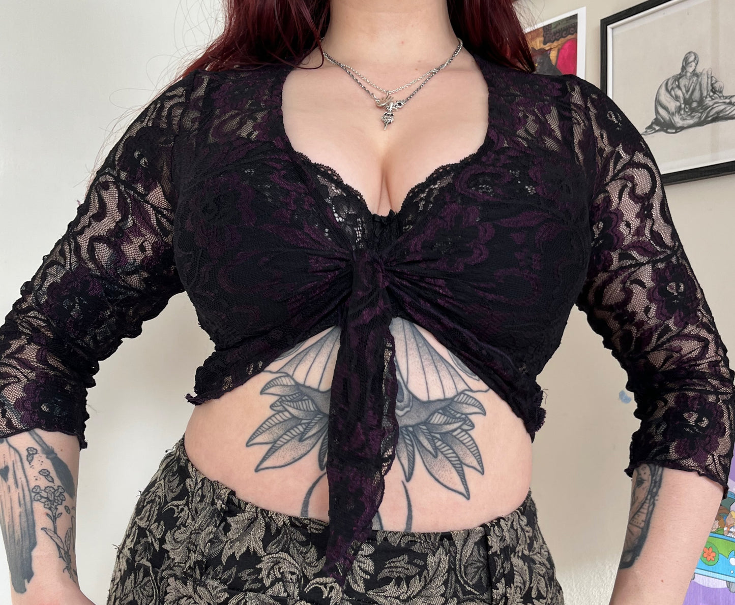 Purple and Black Lace Top UK 8-10