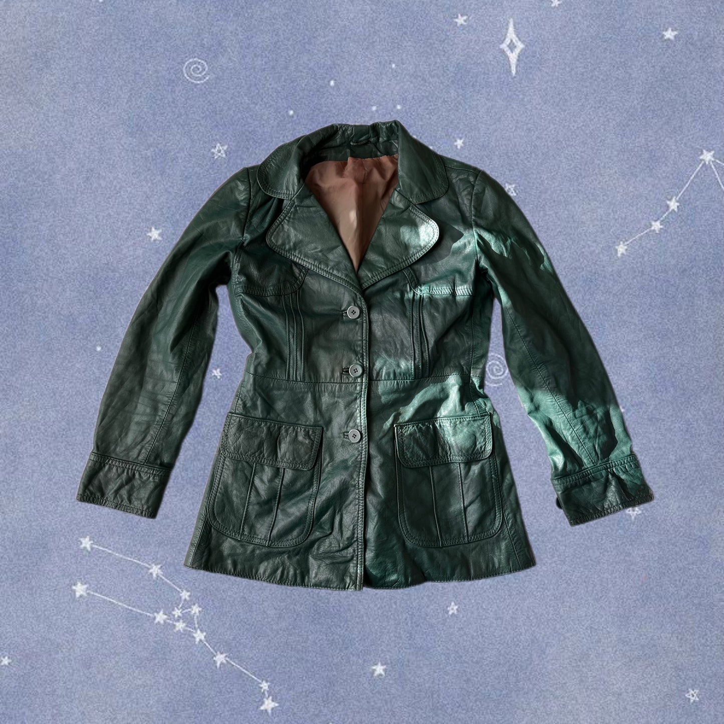 Green Leather Jacket - Size S