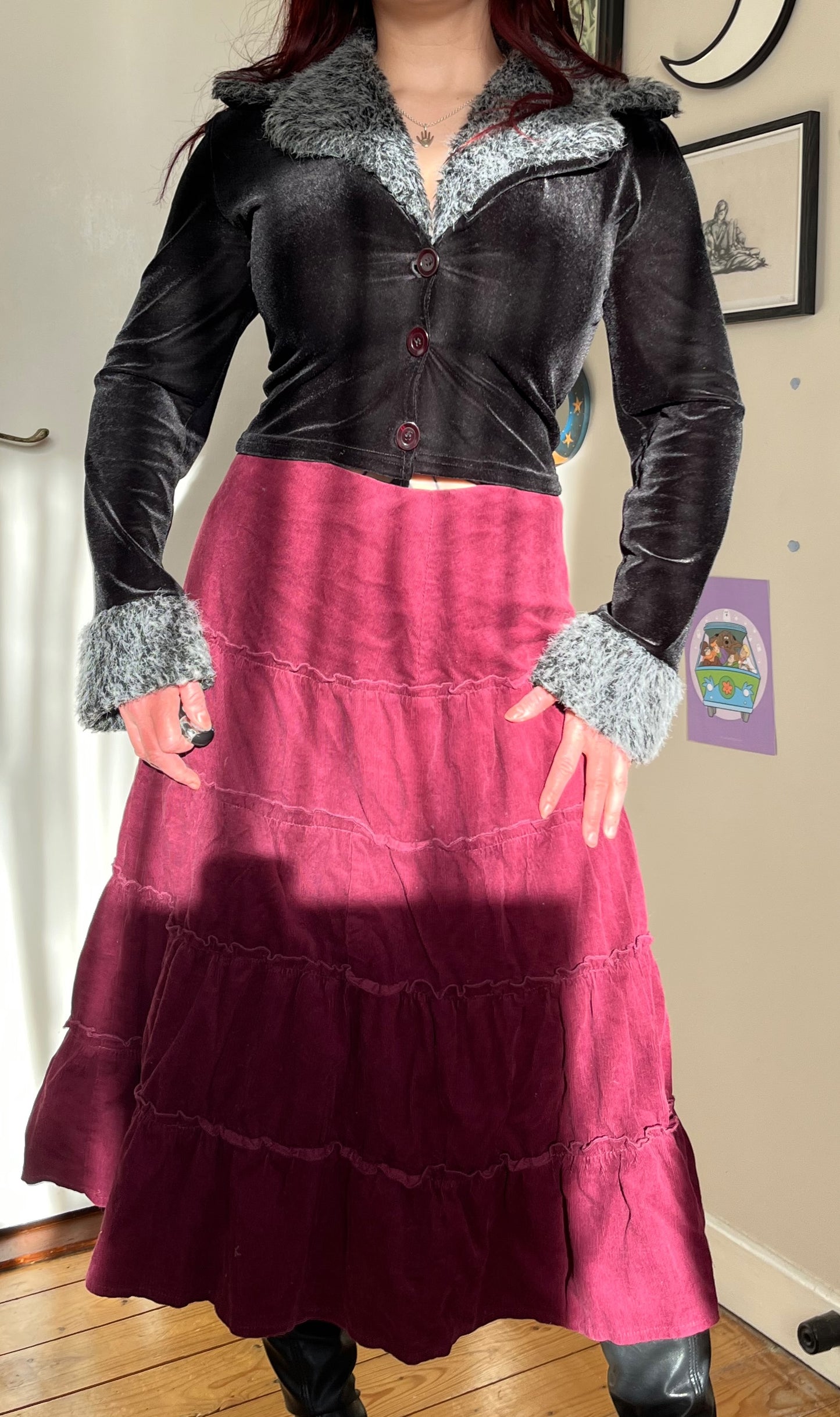 Dark Pink Corduroy Fairy Skirt - UK 14