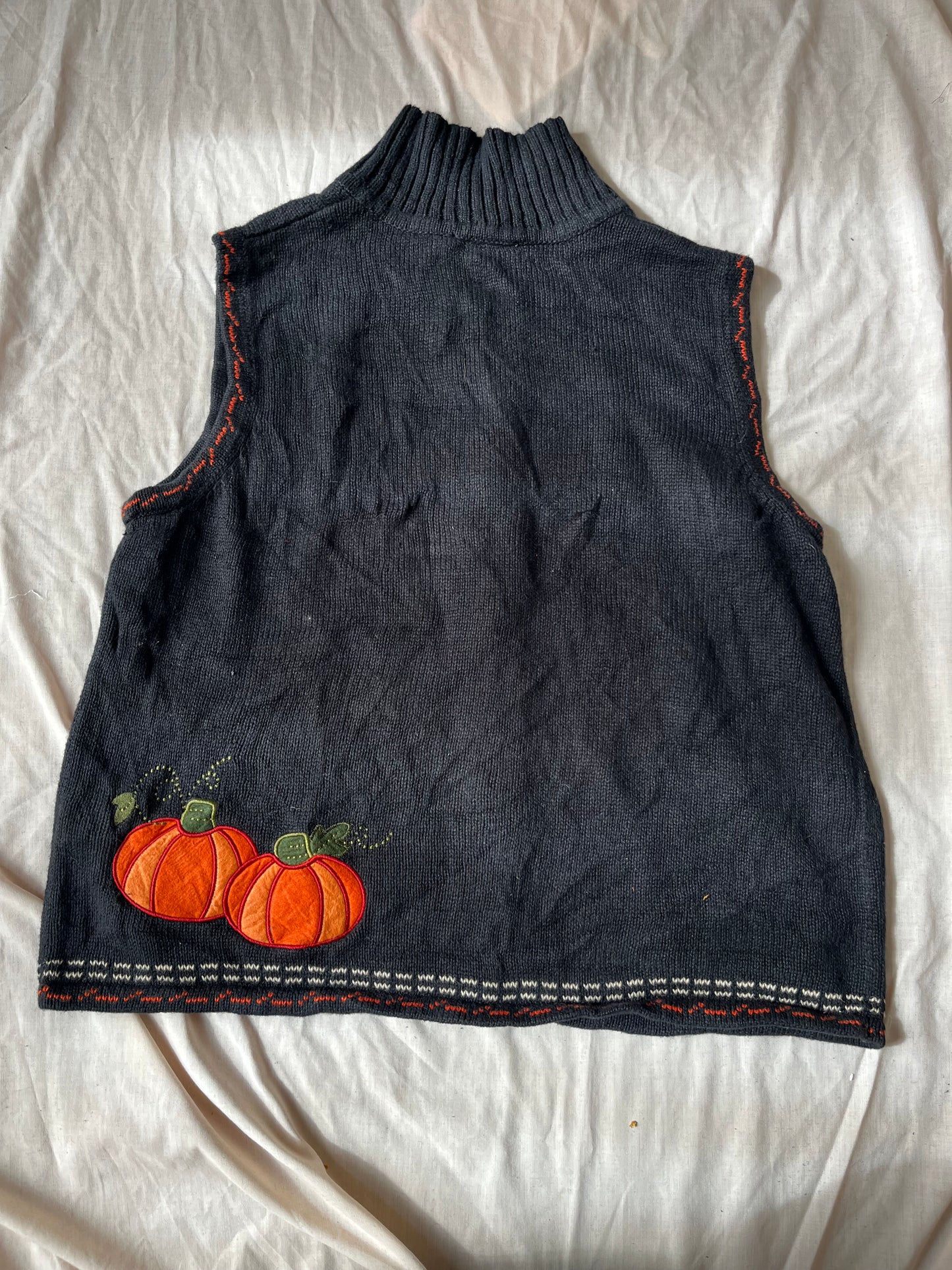 Autumn Breeze 1990s Halloween Sweater Vest L