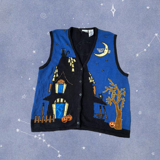 Haunted Mansion 1990s Halloween Sweater Vest L/XL