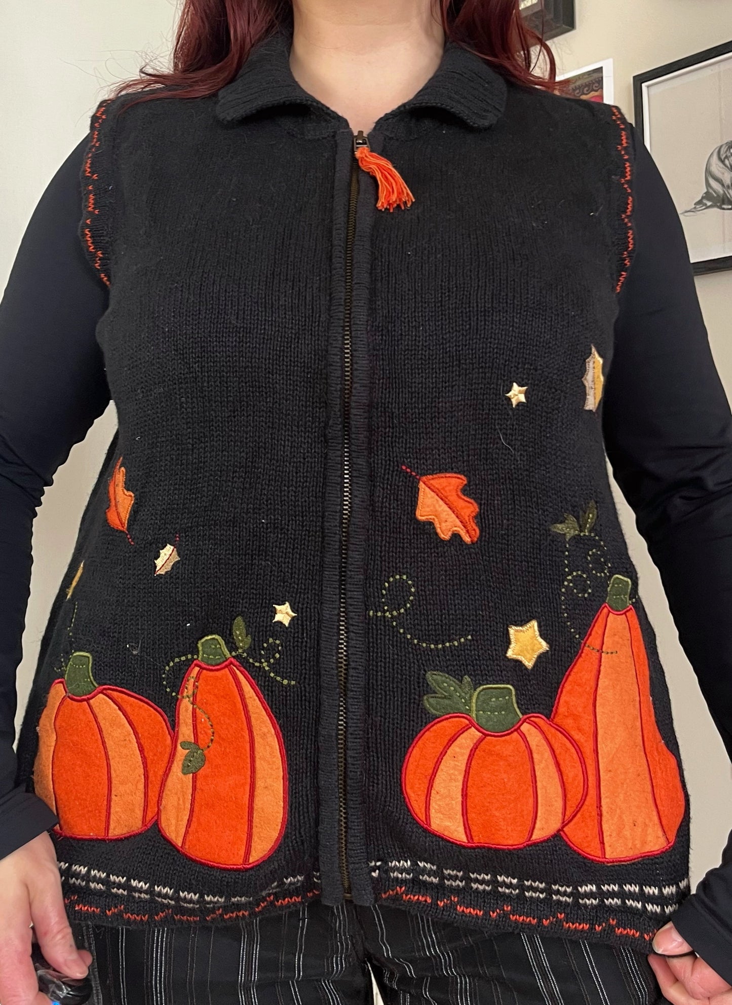 Autumn Breeze 1990s Halloween Sweater Vest L