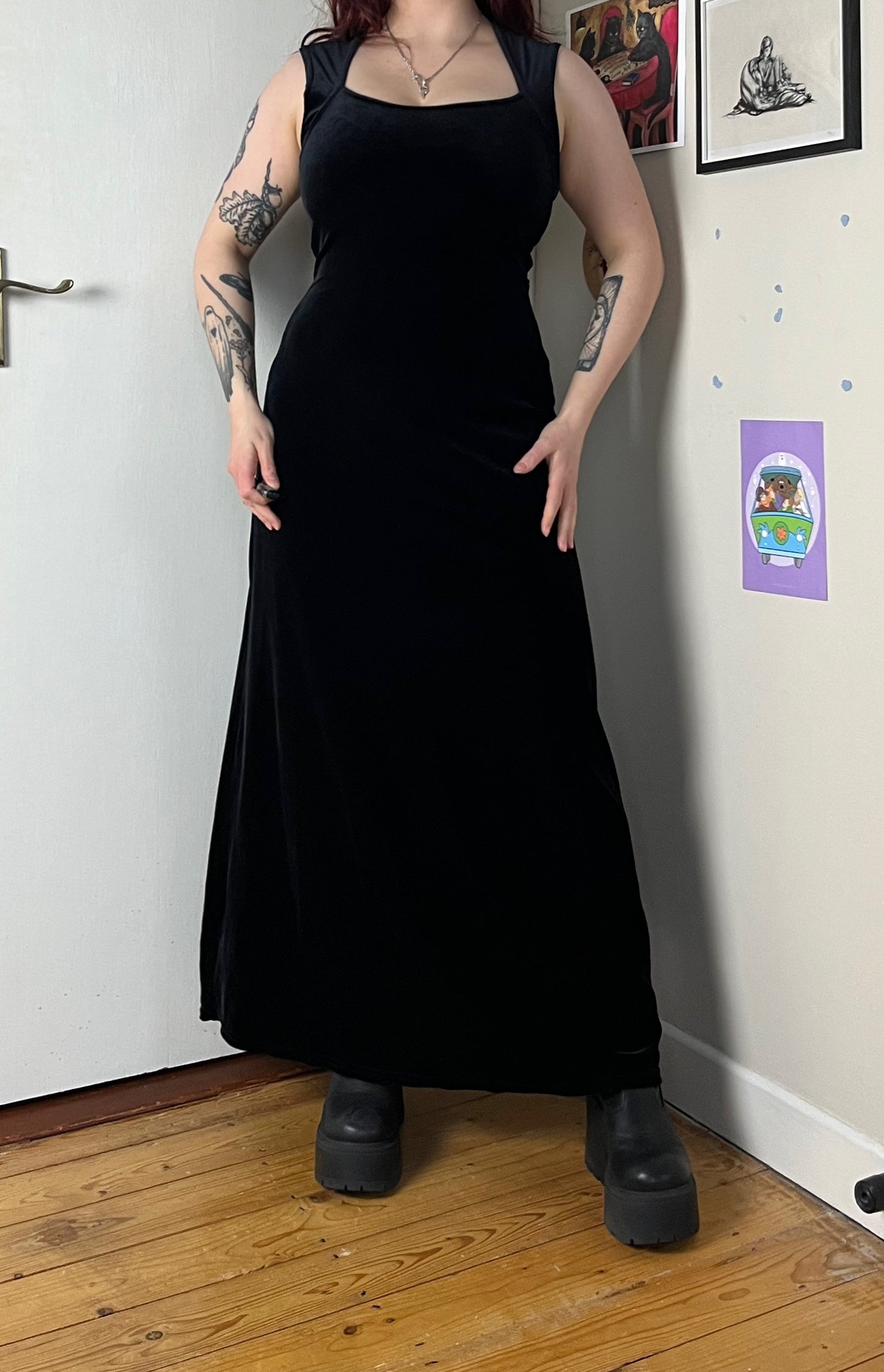 Black Velvet Dress UK 10-12