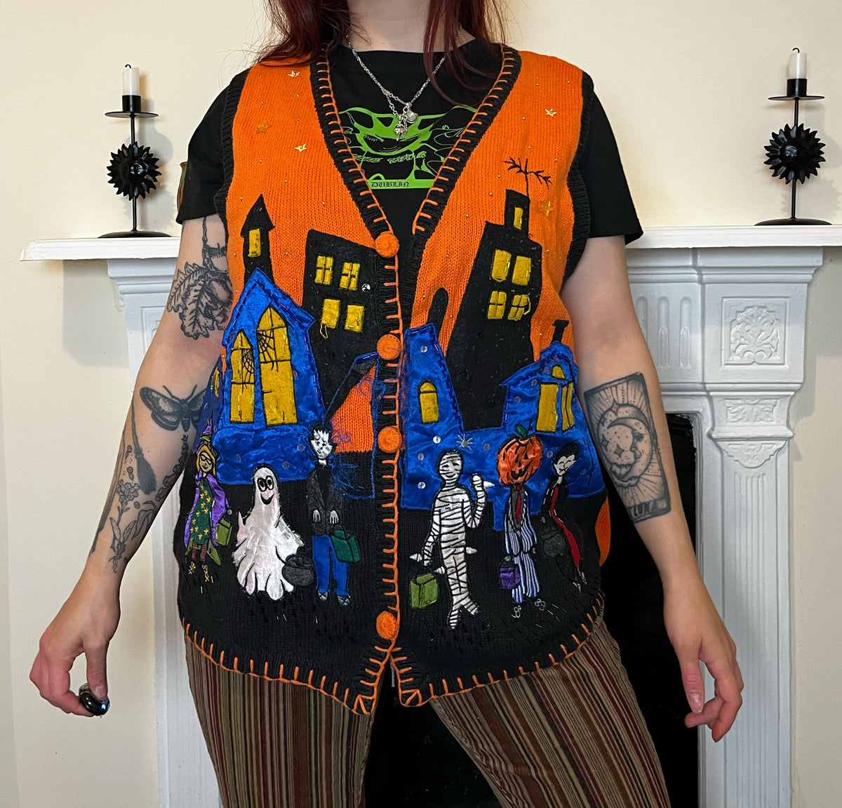 Halloween Town 1990s Halloween Sweater Vest M