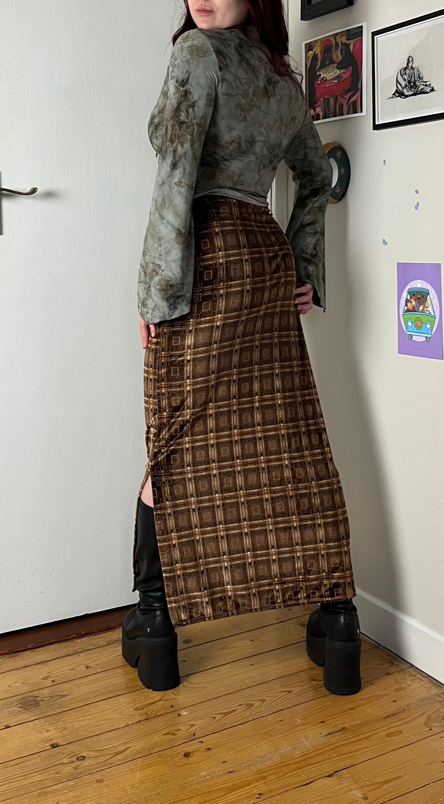 Brown Velvet Skirt UK 8-10