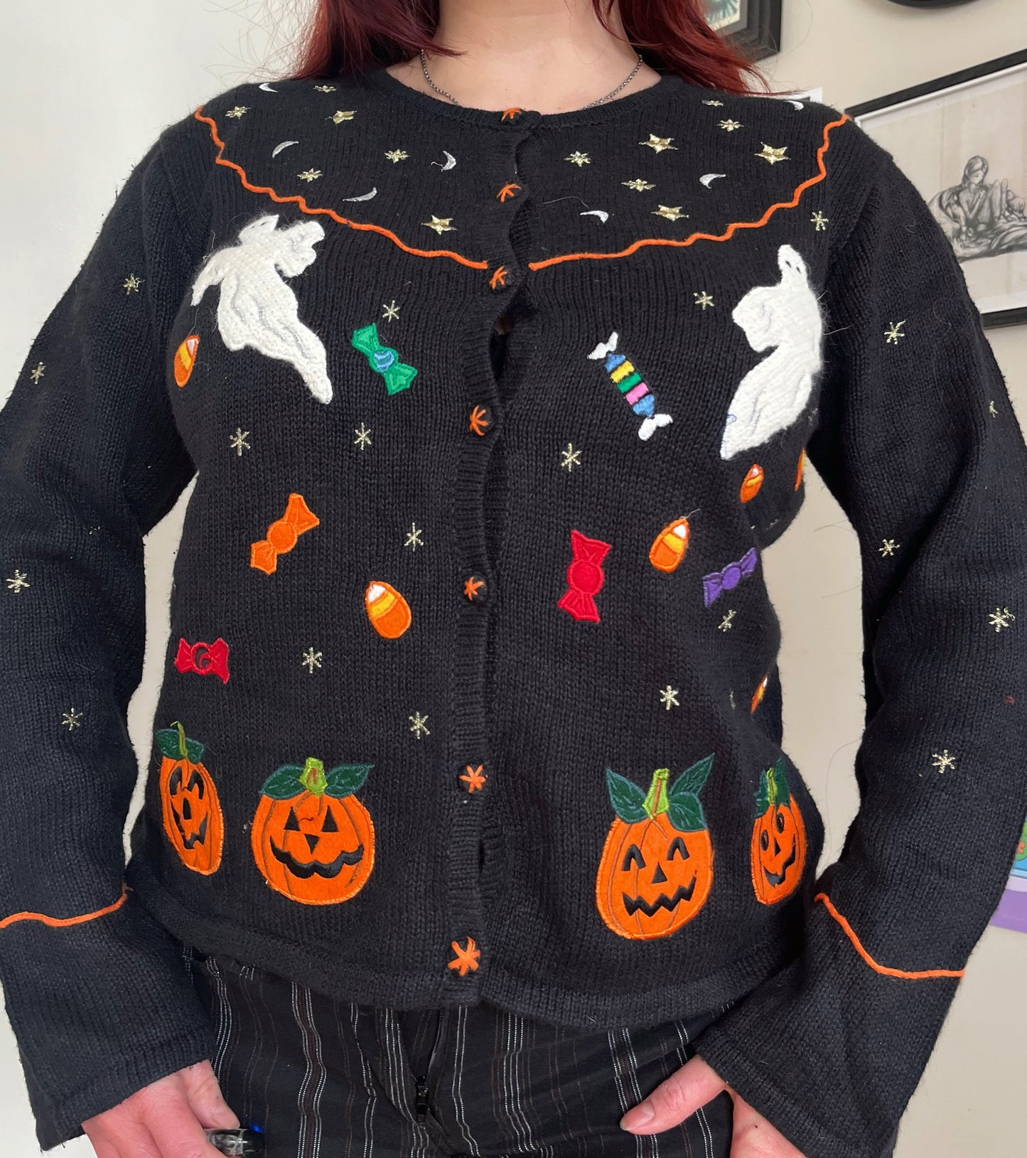 Phantom 1990s Halloween Cardigan M