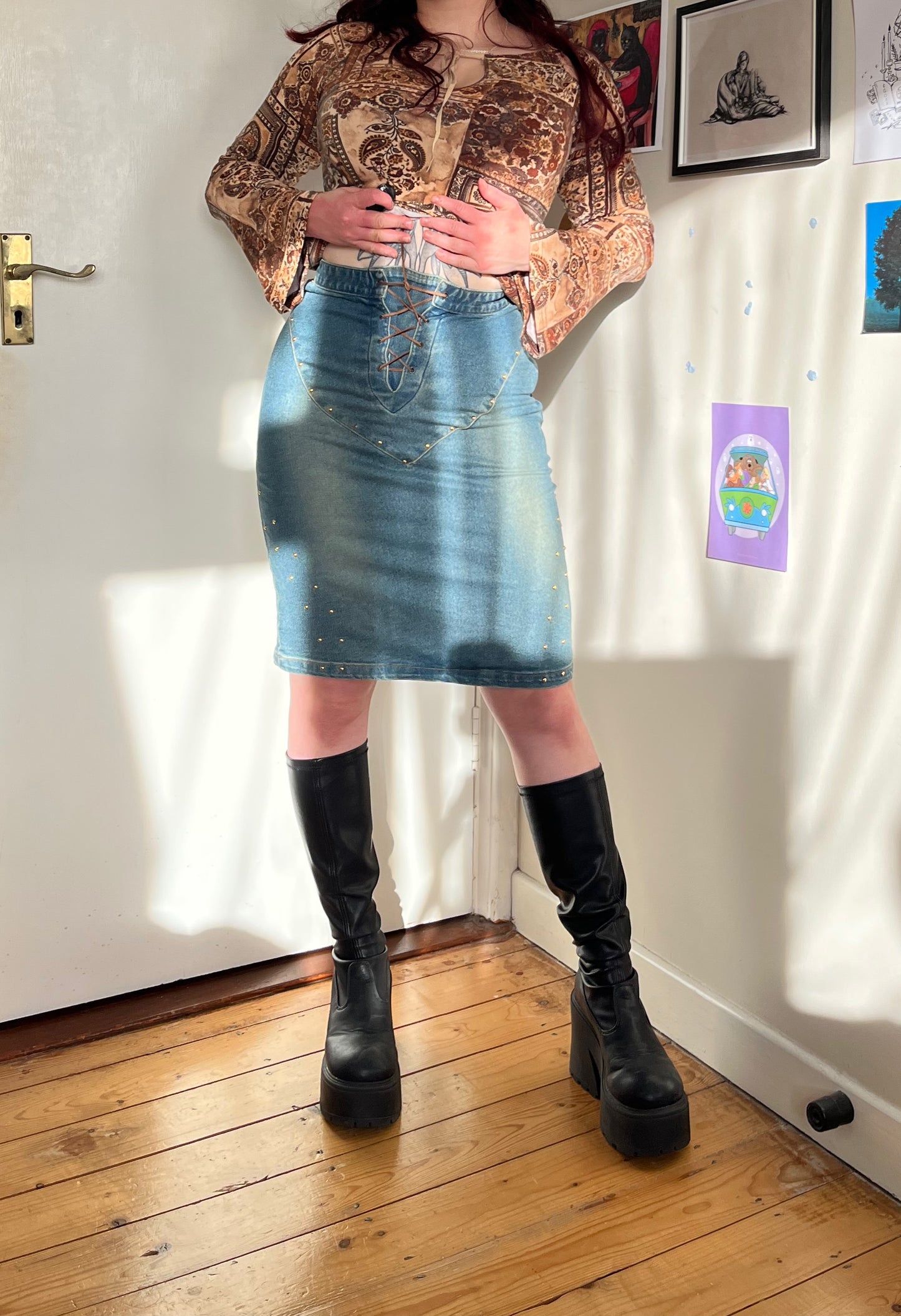 Denim Midi Skirt - UK 8-10