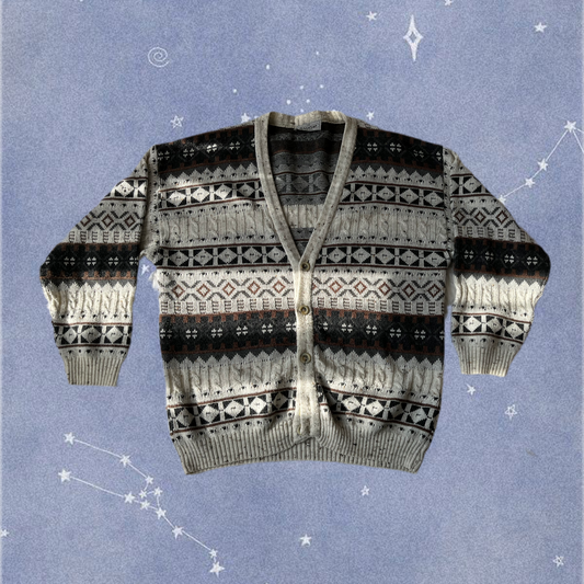 Brown and White Cardigan XXL