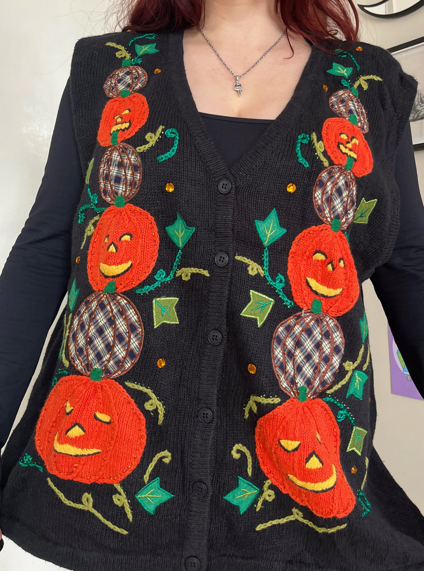 Pumpkin Patch 1990s Halloween Sweater Vest XXL