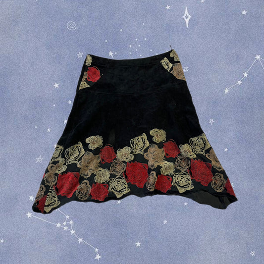 Floral Corduroy Skirt UK 16