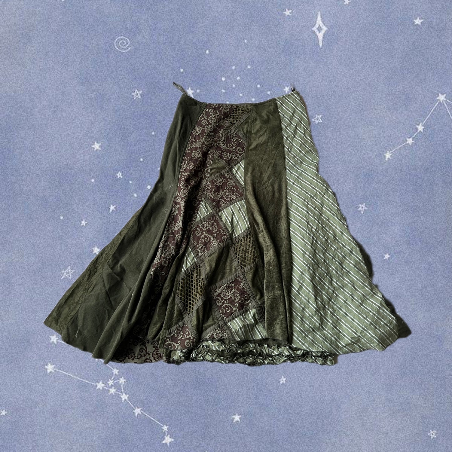Patchwork Green Skirt - UK 14