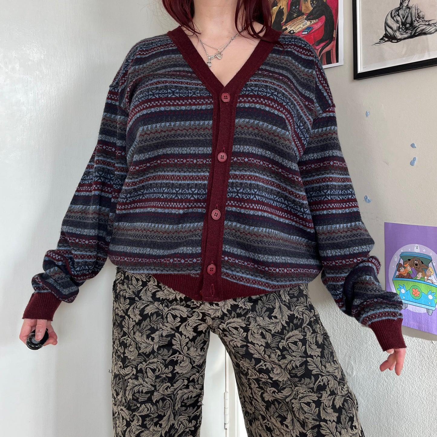 Red and Blue Cardigan XL