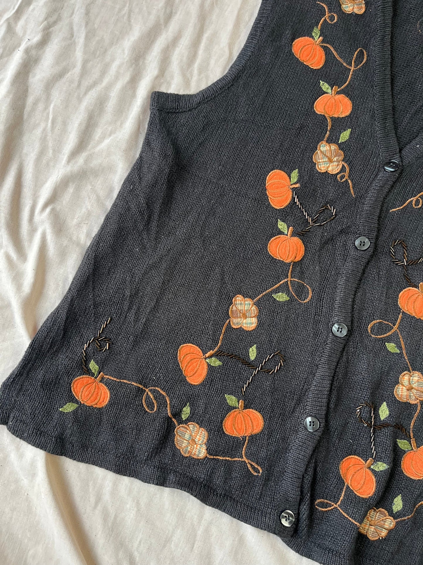 Pumpkin Spice 1990s Halloween Sweater Vest M/L