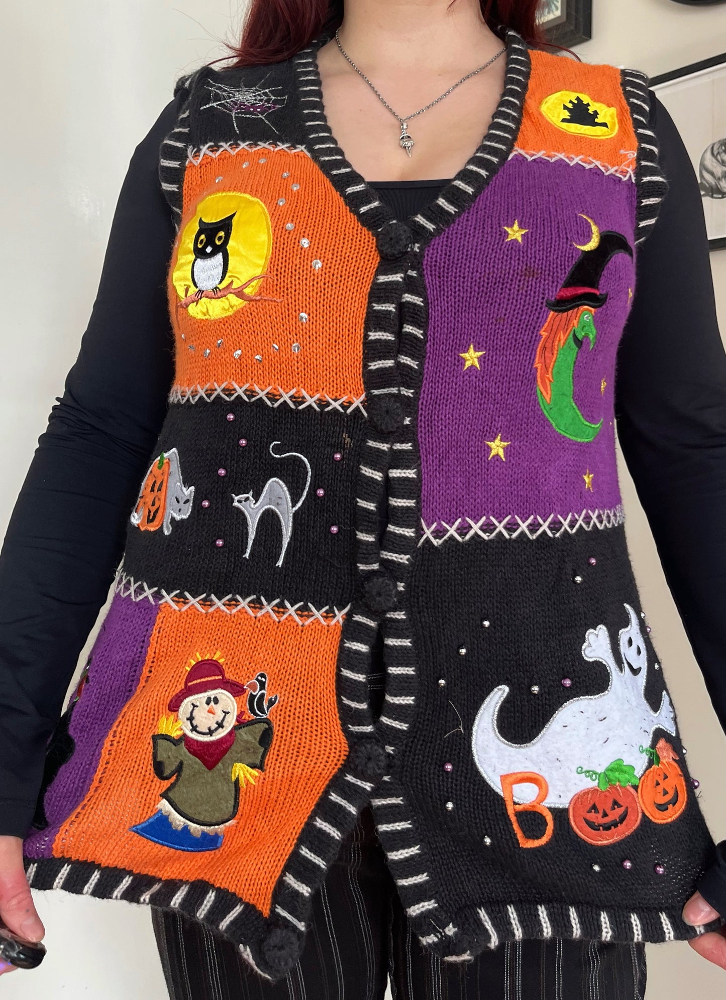 Hex 1990s Halloween Sweater Vest M