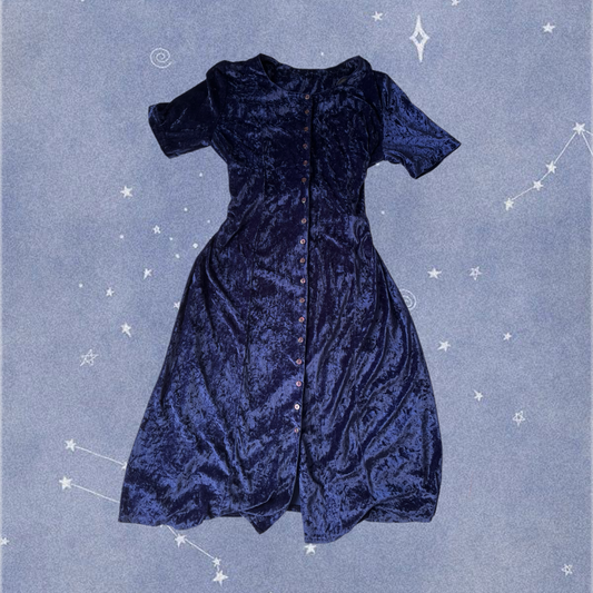 Blue Velvet Dress UK 16