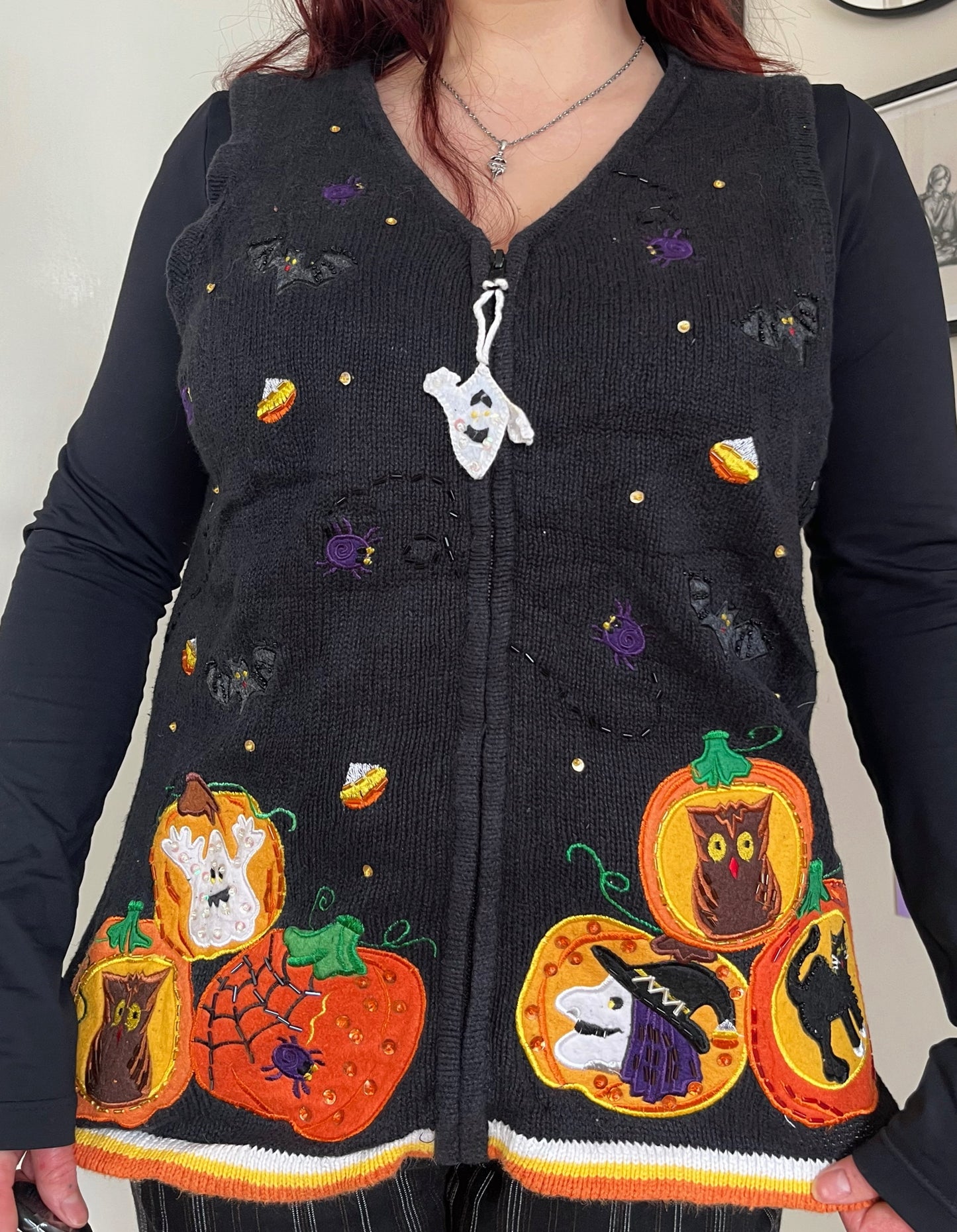 Caspar 1990s Halloween Sweater Vest M