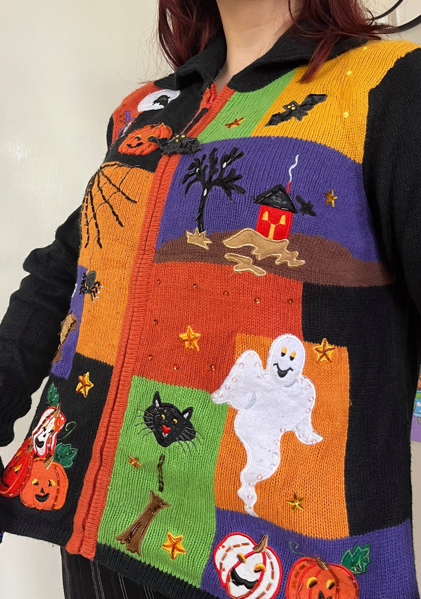 Ghoul Girl 1990s Halloween Cardigan M/L